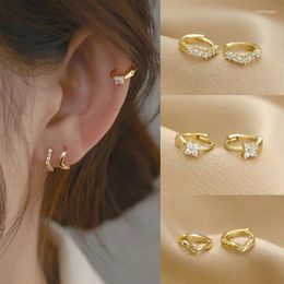 Hoop Earrings 1 Pair Gold Plated Small Cubic Zirconia Huggie Earring Cartilage Piercing Ear Cuff Tiny Jewellery For Women
