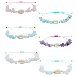 Charm Bracelets Colorful Stone Shell Bracelet Egg White Purple Crystal For Women Men Adjustable Charms Rope Wholesale