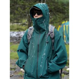 Mens Spring High Quality Hardshell Jacket Mens Fashion Waterproof Hooded Jacket Outdoor Mountain Climbing Motorcycle Jacket 240320