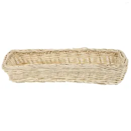 Kitchen Storage Sundries Tray Household Table Basket Weaving Woven Cutlery Decor Desktop Rattan Vintage