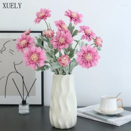 Decorative Flowers 3 Heads Artificial Gesang Flower Silk Cosmos Chrysanthemum Wedding Party Scene Layout Floral Home Dining Table Decor Po
