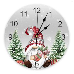 Wall Clocks Christmas Gnome Snowflakes Round Clock Modern Design Kitchen Hanging Watch Home Decor Silent