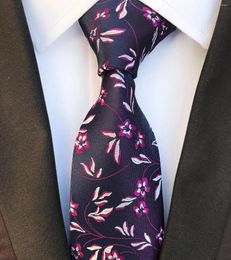 Bow Ties Fashion 8cm Silk Men's Floral Purple Jacquard Weave Tie Necktie Men Business Wedding Party Formal Neck Gift