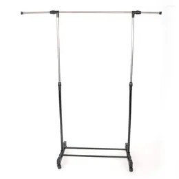 Hangers Clothes Garment Rack Clothing Rolling With Shoe Shelf Single-bar Vertical & Horizontal Stretching