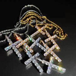 Brillante pietra di diamante croce pendenti collana gioielli platino placcato uomo donna amante moda regalo coppia gioielli religiosi