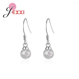 Dangle Earrings Special Round Shape Stone Pattern Drop For Women Girls Pretty Shiny Gifts Real 925 Sterling Silver Style