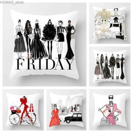 Pillow Case Nordic Fashion Ladies case Home Decoration Living Room Sofa Decoration Cushion Cover 45*45 Bed Decoration set 40*40 Y240407