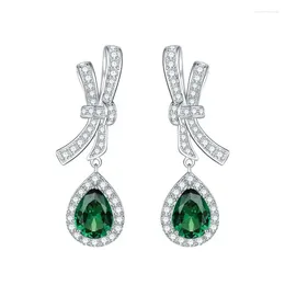 Dangle Earrings BOEYCJR S925 Silver 7A Zircon Synthetic Emerald Pear 6x8mm Fine Jewelry Elegant Drop For Women