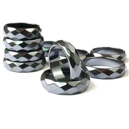 Band Rings Hematite Ring.Unusual Black Men Women 6Mm Faceted Band Us Size 7 8 9 10 11 12 13 Drop Delivery Otgft