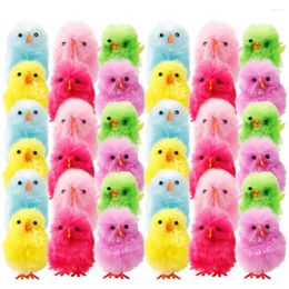 Party Decoration 36Pcs Chicks Yellow Artificial Plush Chicken Decorative Fiber Multicolor Mini Easter Home 2024