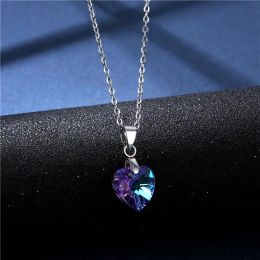 Chains Big Crystal Heart Pendant Necklace For Women Fl Rhinestone Chain Collar Titanic Of Ocean Blue Jewelrychains Drop Delivery Jewel Dhgmn