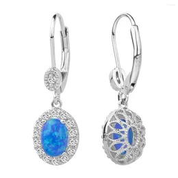 Dangle Earrings Birthstone Opal Gemstone Drop For Women Girls Fashion 925 Sterling Silver Leverback CZ Party Jewelry Gifts
