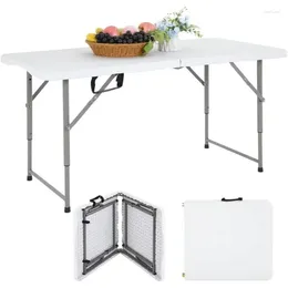 Camp Furniture 4ft Folding Table Adjustable Height Camping Office For Indoor/Outdoor Picnic Bench White