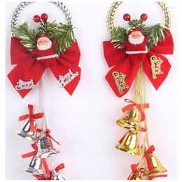 Party Supplies Christmas Jingle Bell Door Hangers With Bow For Decorations Ornaments Dropship