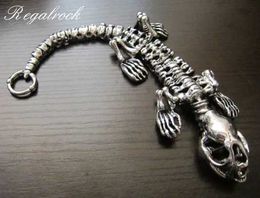 Chain Dinosaur Skull Bracelet Gothic Punk Tyrannosaurus Rex Skull Dinosaur Bracelet Cuff Gothic Jewelry Q240401