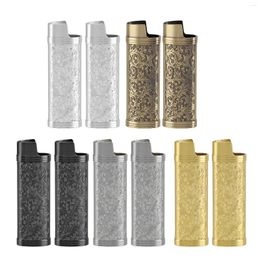 Storage Bags Lighter Cover Case Vintage Floral Stamped Zinc Alloy Shell For Protection