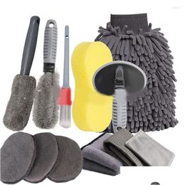 Car Washer 12Pcs Detailing Cleaning Brush Towels Interior Exterior Kit Household Supplies Drop Delivery Automobiles Motorcycles Care Ot0Qe