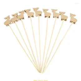 Forks 100 Pack Cupcake Fruit Fork Cake Sticks Dessert Cocktail Toothpicks Elk Shaped Birthday Wedding Supplies Bamboo Material