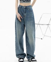 Women's Jeans KENH Blue High Waist Straight Wide Leg Womens Summer Thin Loose Mop Pants Ins Street Tide Women
