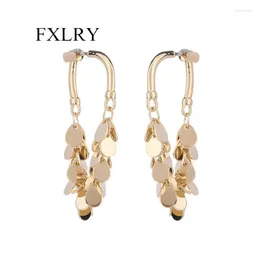 Dangle Earrings FXLRY Fashion S925 Silver Needle Creative Design Metal Sequin Tassel For Women Jewellery