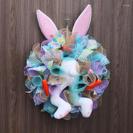 Decorative Flowers Colourful Easter S Door Oranments Wall Decorations BuWreath Happy Party Decor For Home 2024