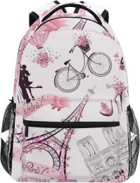 Backpacks Backpack Valentine Paris Eiffel Tower Adults School Bag Casual College Bag Travel Zipper Bookbag Hiking Shoulder Daypack