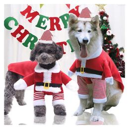 Dog Apparel 9 Sizes Dogs Cats Santa Claus Clothes Pet Supplies Autumn And Winter Fluff Funny Feet Golden Hair