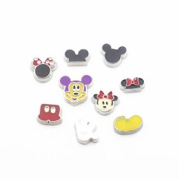 charms Mixs 50pcs/lot Metal Enamel Sier Cartoon Floating Charms for Living Glass Floating Lockets Necklace Bracelet Jewellery