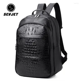 Backpack Genuine Leather Men Alligator School Bags For Teenager Boy Outdoor Travel Large Shoulder Bagpack Laptop Rucksack JYY352