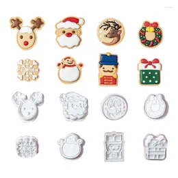 Baking Moulds Christmas Cookie Cutters Stamps Household Kitchen Cartoon Biscuit Mould 8psc Set 3D Pastry Bakeware