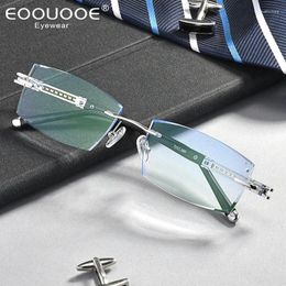 Sunglasses Frames Luxury Rimless Business Glasses Man Anti Blue Light Eyewear Myopia Hyperopia Astigmatism Optical Prescription 17