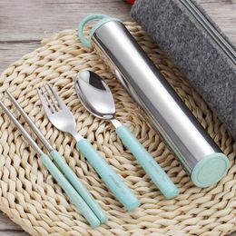 Flatware Sets 4Pcs/Set Portable Dinnerware Set Wheat Stalk 304 Stainless Steel Western Cutlery Kitchen Tableware Dinner