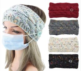 Knitted Crochet Headband Colourful Button Elastic Hair Band Winter Ear Warmer Wide Women Hair Accessories DDA7053019948