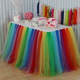 Table Skirt Multicolor Tulle For Wedding Birthday Party Decor Yarn Cover Home Textiles Decorations W7473