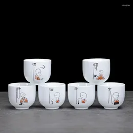 Cups Saucers 6pcs/lot Ceramic Tea Cup Set Pot Accessories Drink Teacup Kungfu Porcelana 80ml
