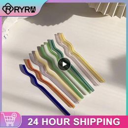 Drinking Straws 5/8/10PCS Creative Three-way Curved Shape Glass Pipette High Borosilicate Milk Beverage Straw Large Wave-shaped