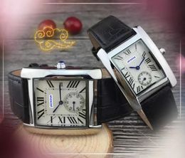 Couple unisex two pins half working quartz battery watches Mens and womens day calendar waterproof tank must design lady clock square roman dial watch presents gifts