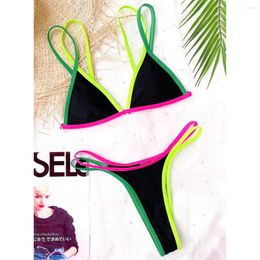 Women's Swimwear 3 Colours Sexy Thong Bikini Female Swimsuit Women Two-pieces Set High Leg Cut Bather Bathing Suit Swim Lady K2444