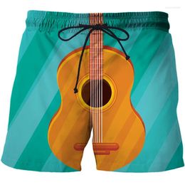 Men's Shorts Guitar Musical Instrument 3D Print Men Women Street Casual Oversize Short Pants Summer Cool Mens Swim Sport Beach