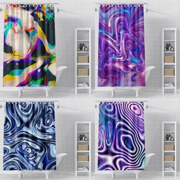 Shower Curtains Ripple Pattern Curtain Mildew-proof Luxury Bath Toilet Partition With Hooks Accessories