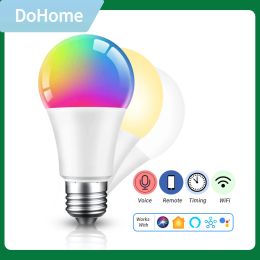 Control Apple HomeKit Siri WiFi Smart LED Bulb RGBCW Multicolor Dimmable Light Bulb E27 A60 9W 2700K6500K,Works With Alexa &SmartThings
