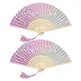 Decorative Figurines 2pcs Folding Fans Handheld Womens Hollowed Hand Holding For Dancing Party Wedding Gifts DIY Decoration Home