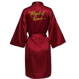 UNN2 Sexy Pyjamas sexy Burgundy robe bride kimono satin robe women Bathrobe wedding robe sister mother of the bride groom bridesmaid robes 2404101