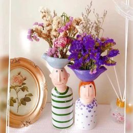 Vases Nordic Ceramic Vase Planter Bird Face Flower Pot Floral Plant Flowerpot For Living Room Home Wedding Decorations