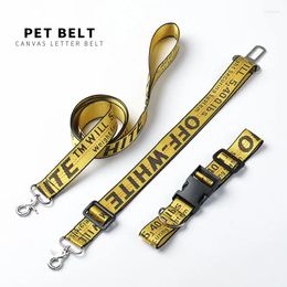 Dog Collars Trendy Canvas Pet Towing Rope Nylon Ribbon Car Safety Belt Secure Animal Neck Strap