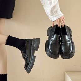 Толстые лоферы, женские туфли Мэри Джейн на толстой подошве в британском стиле, повседневная модная обувь в студенческом стиле, кожаные слипоны на платформе для девочек, размер 35-40