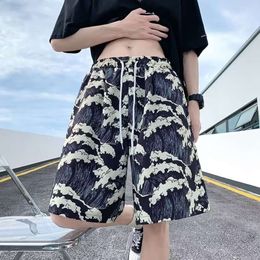 Trendy beach pants mens summer floral shorts and fitting suitable swimming beach drying large shorts thin