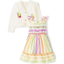 Gymboree Girls Dress and Cardigan Matching Toddler Outfit - Cute Floral Print Set for Stylish Little Ones - Perfect for Special Occasions and Everyday Wear.