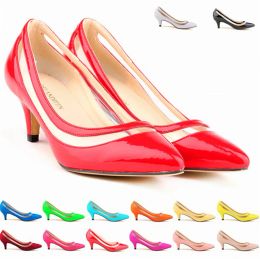 Pumps New Women's Fashion Patent Leather Shallow High Heels Shoes Pointed Toe Sexy PU Transparent Show Thin Ladies Office Shoe Wedding