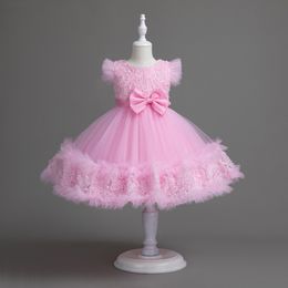 Cute Pink White Jewel Girl's Birthday/Party Dresses Girl's Pageant Dresses Flower Girl Dresses Girls Everyday Skirts Kids' Wear SZ 2-10 D401095